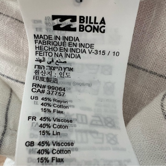 Billabong Paperbag Linen Stripe Beach Pants White Black Small NWT Casual Travel - Picture 6 of 8